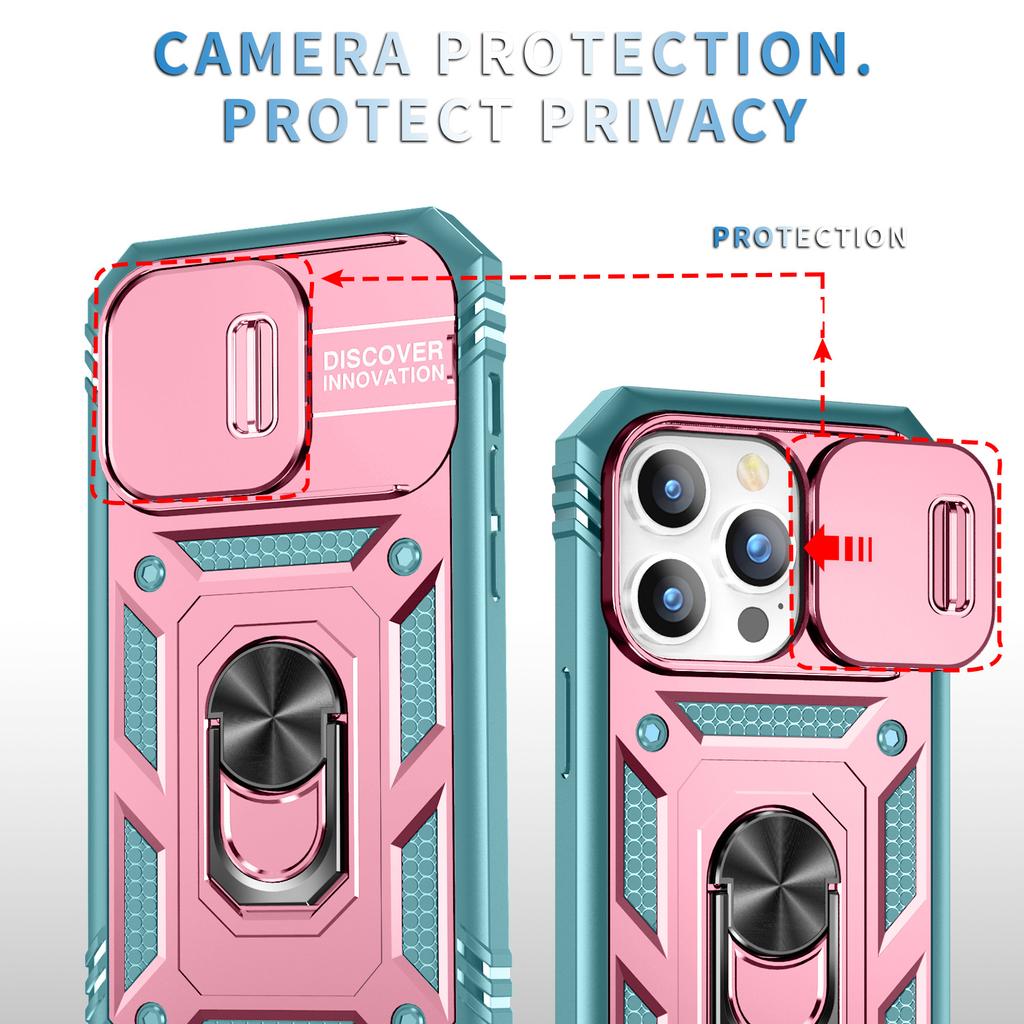 Applicable to iPhone16 military window push three-in-one mobile phone case Apple 15 ring car magnetic anti-drop protective case