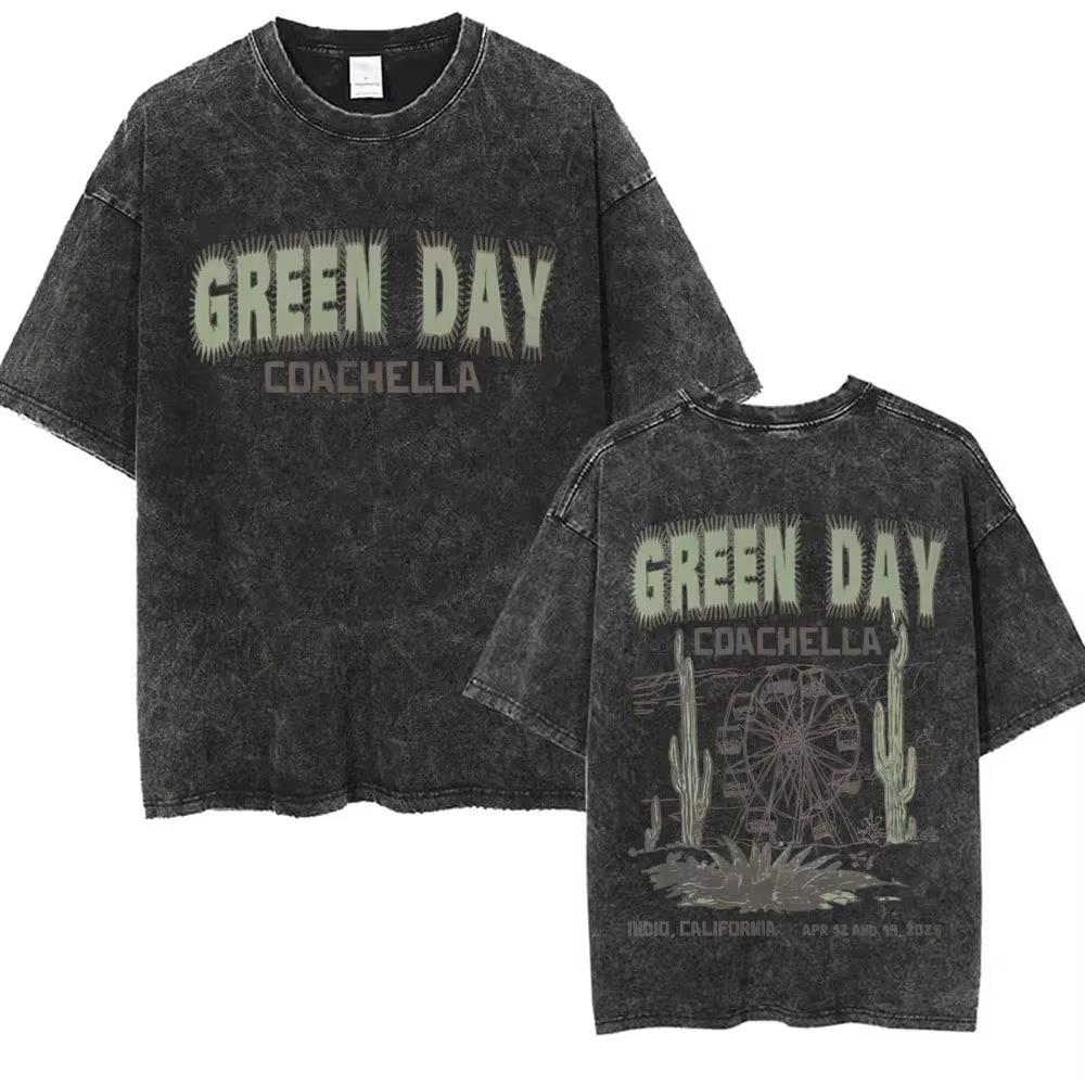 Washed Vintage Punk Band Green Day Kerplunk Graphic Tshirts Mens Women Gothic Rock Retro T Shirts Mens S Oversized Tshirts