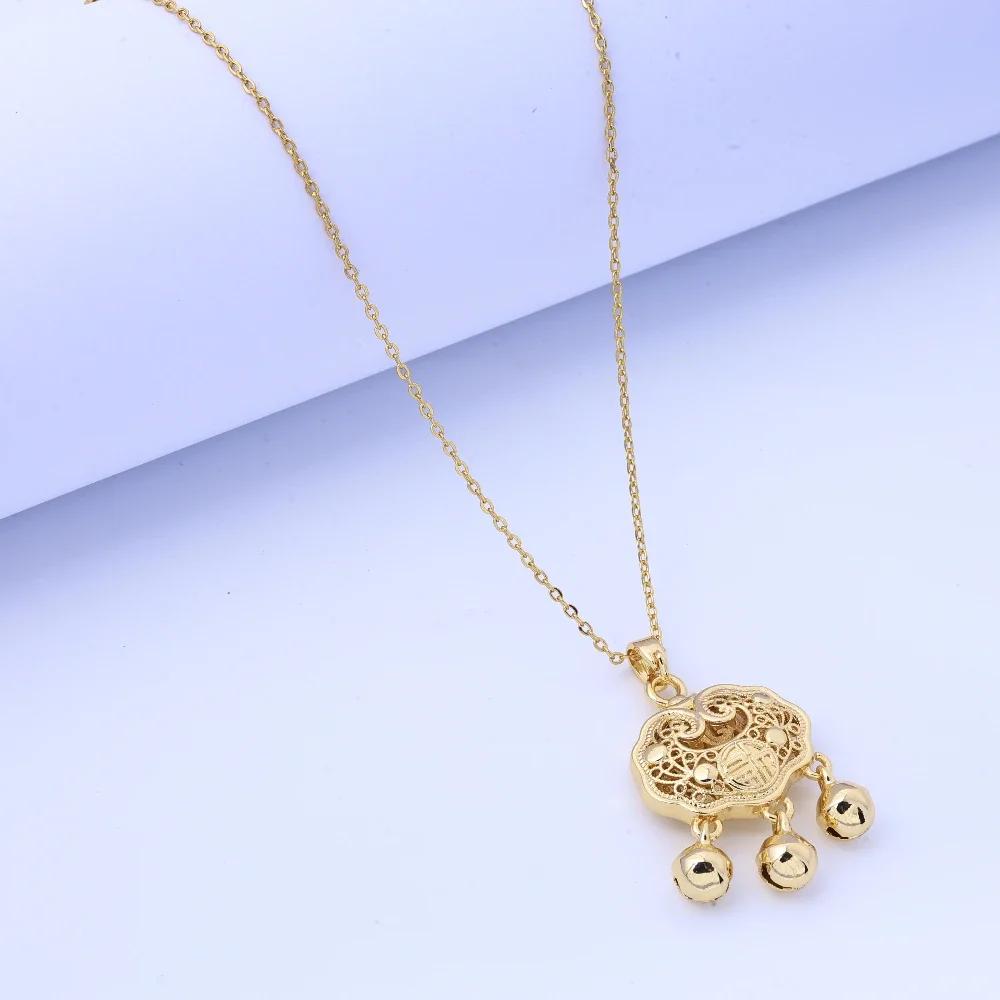 

Новое ожерелье-замок Фу Цзы Пин Ань в китайском стиле, женское, в национальном стиле, для интернет-знаменитостей, ретро-колокольчик, замок долголетия, цепочка для ключицы 45