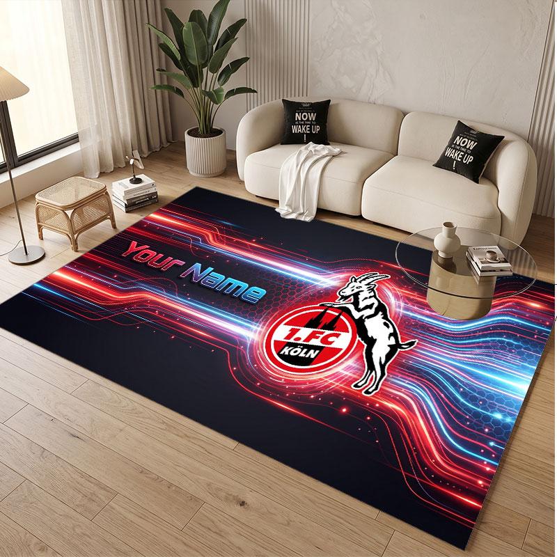 Custom Rug FC Köln Pattern Print Name Text Soft Non‑Slip Floor Carpet for Home Indoor Decoration