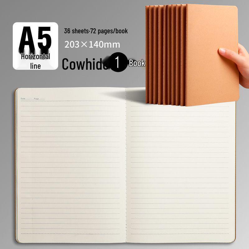 B5 Student Notebook: White, Kraft Paper, Stitched Binding, Blank, Lined, Grid Options