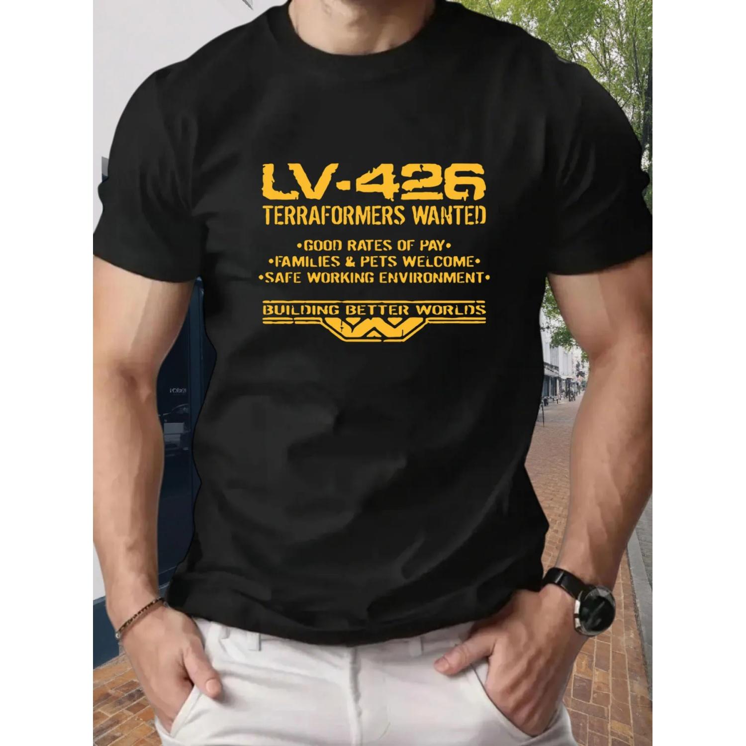 

_Alien_ Series LV-426 Planet _Earth Transformer Recruitment_ Sci-fi Style Print, Daily Outfit for Sci-fi Movie Enthusiasts XXXXXL чорний