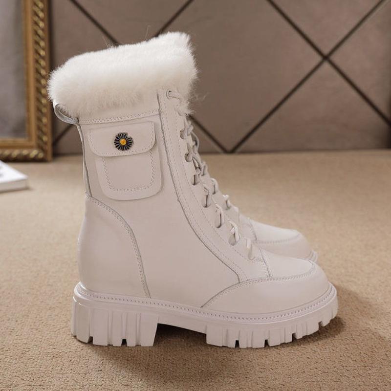 Fashion Winter Chunky with Laces Booties Waterproof Round Toe Woman Shoes Sale Trend 2025 Fashion New in Non Slip Snow Boots for Women