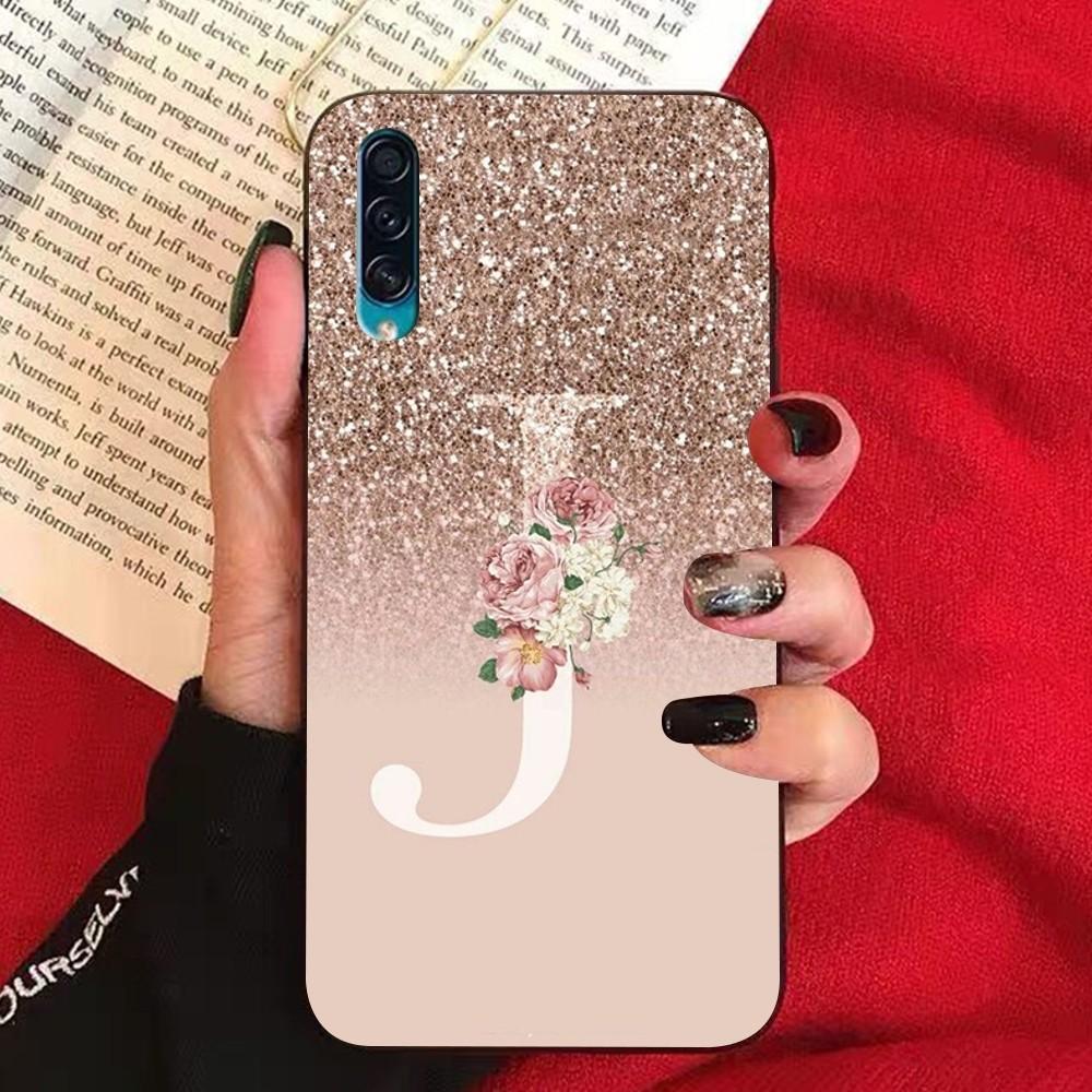 Letter Pink Shiny M R Clear Phone Case For Samsung A10 A11 A12 A13 A20 A21 A22 A30 A31 A32 A40 A51 A52 A53 A70 A71 A72 Shell