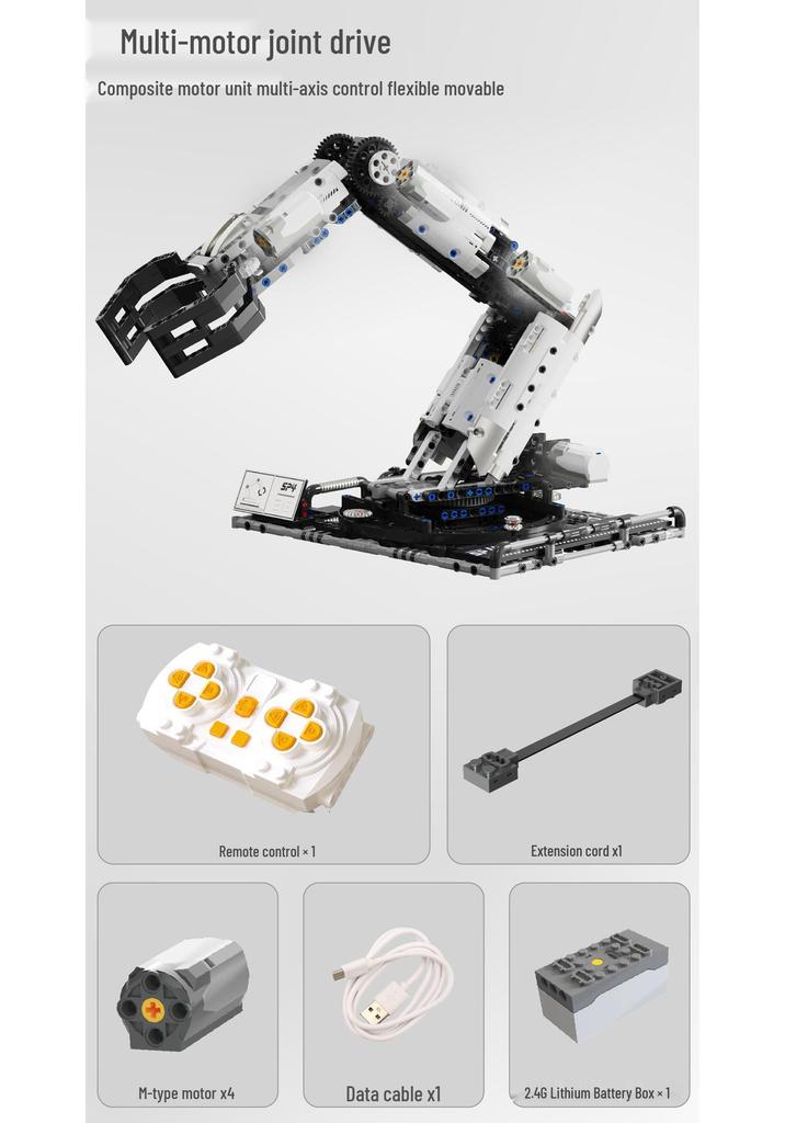 Takmu T2007 Programmable Robot: Remote Control Mechanical Arm Building Block Toy