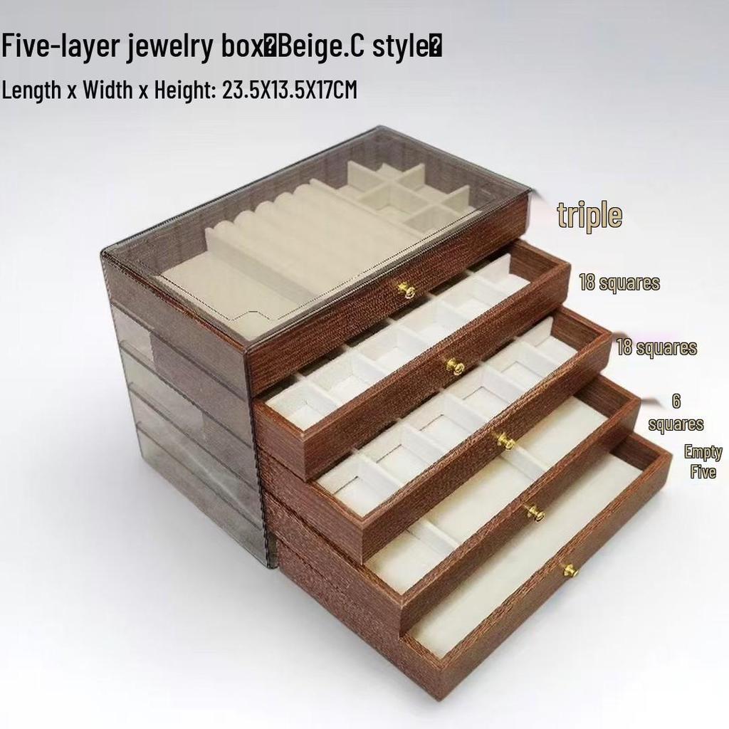 Retro Walnut Wood Jewelry Box: Organizer for Earrings, Rings, Bracelets, and Necklaces