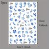 3pcs Watercolor Blue Flower Nail Art Stickers Self-Adhesive 3D Forget-Me-Not Floral Nail Decals DIY Nail Decorations Manicure