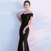 Banquet Evening Dress Chen Qixiong Elegant Long One-word Shoulder Fishtail Host Dress Long Dress