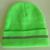 Knitting Hat Reflective Strip Design Warm Unisex Hat Outdoor Windproof Cold Resistance Elastic Hat Headwear