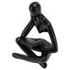 Thinker Reading Statue Resin Sitting Figure Abstract Art Ornament for Living Room Cabinet Decoration Black