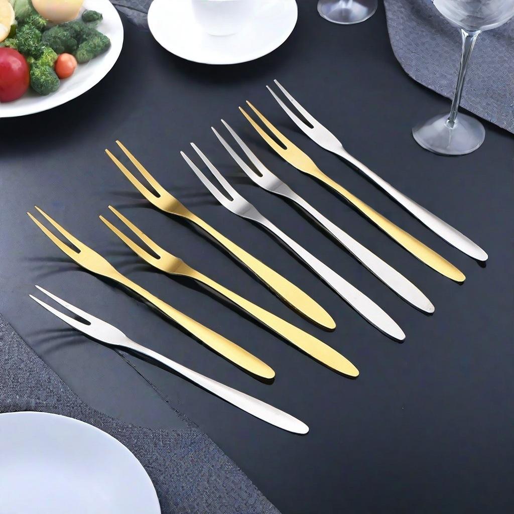 10/20PCS Stainless Steel Reusable Dessert Forks Set - Mini Cake & Fruit Forks Kitchen Restaurant Hotel Party Supplies