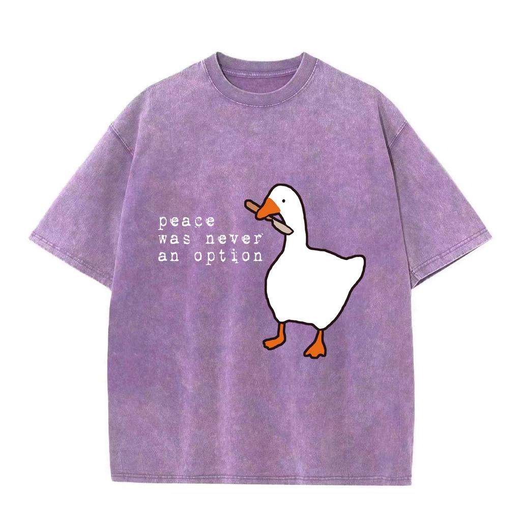 Mír nikdy nebyl možností Retro prané vintage tričko s potiskem Vtipné oversized topy Harajuku Klobouk Šňůrka Tričko