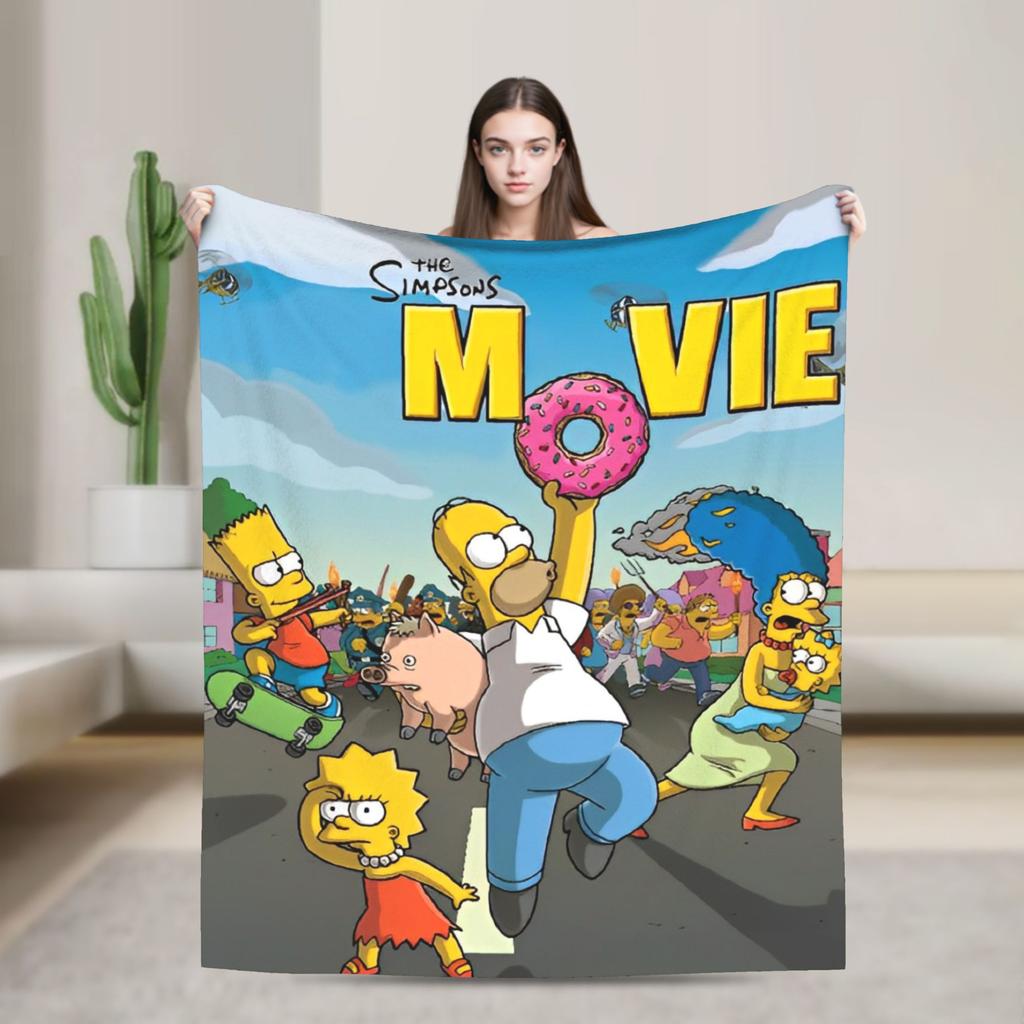 Super Warm Blanket Decorative The Simpsons Cartoon Throw Blanket Flannel Bedspread For Couch Chair Fluffy Sofa Bed Cover