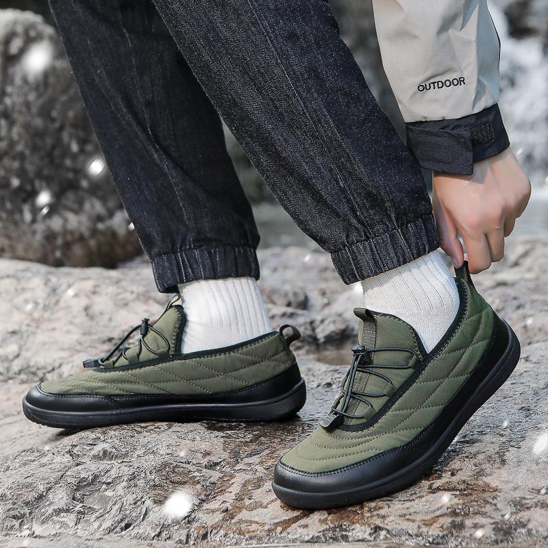 Size 50 Plus Size Winter Casual Couples' Fleece-lined Cotton Shoes - Warm, Thick, Lightweight, Non-slip Snow Slippers.