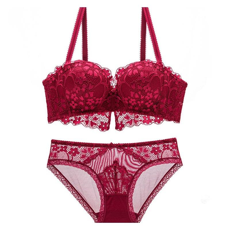 Clearance Sale French Sexy Lace Underwear Comfortable Rim Free Bra Gather Anti-Sagging Top Support Bra