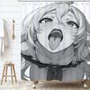 A-Ahegao M-Manga Girl  Shower Curtain Outdoor Scenery Summer Vacation Bathroom Decor Holiday Polyester Bath Curtain with Hooks
