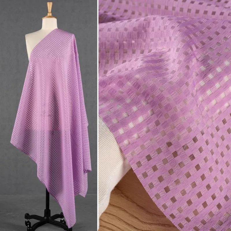 

100x150 см ажурная клетчатая органза ткань приятная для кожи для дизайнера рубашек ручная работа швейный материал ткань 100x150cm фиолетовый