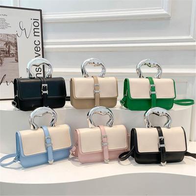 Fresh Splicing Fashion Korean Fashion Tide Single Shoulder Crossbody Handheld Small Square Bag Female
