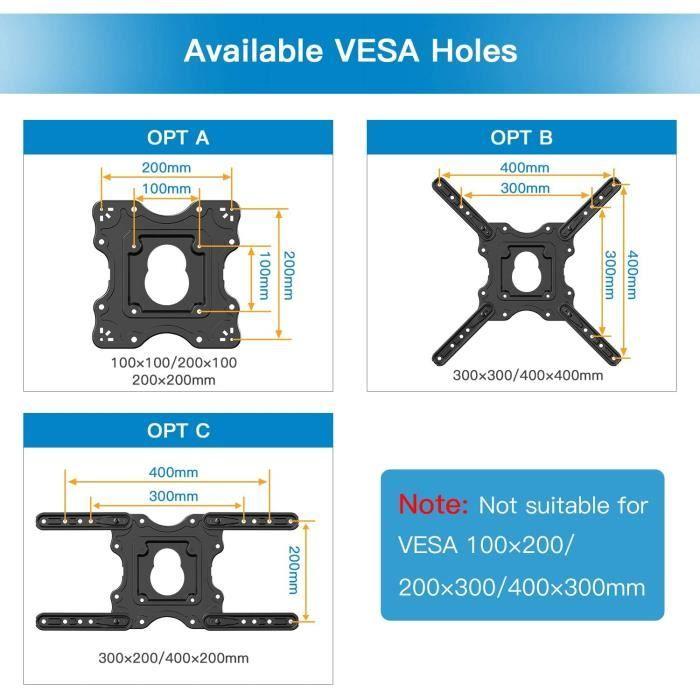 Support Murale TV, Inclinable Orientable Fixation Ultrafine Extensible Support TV pour écrans 32-55 Pouces LED LCD et courbé,Capacit