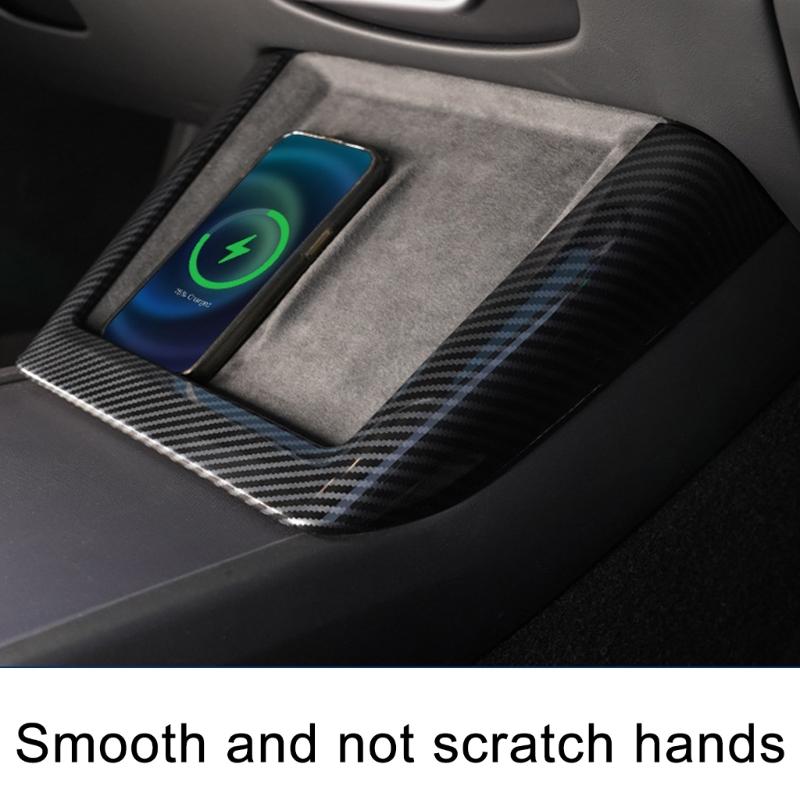 Upgrades Carbon Fiber Charging Dock Frame Multifunction Charging Center Trim Strips Car Spare for Vehicle Center Console