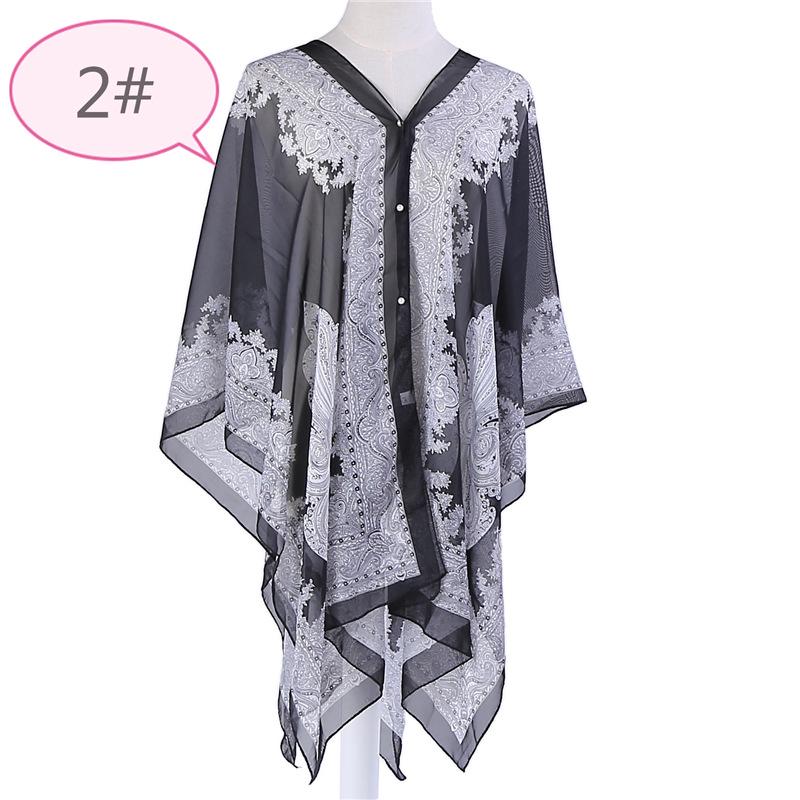 

Женский шифоновый кардиган средней длины, защита от солнца, пляжная шаль, повседневная верхняя одежда для отпуска 160*100 cm