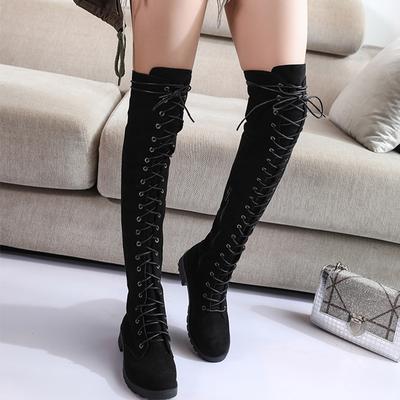 Sexy Lace Up Over The Knee Boots Women 2024 Autumn Winter Flat Heels Platform Gothic Shoes Female Long Thigh High Boots Fashion