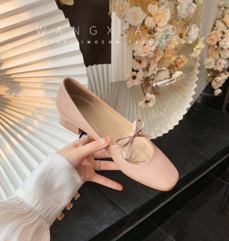 Fashion Women's Shoes New Spring Autumn Low Heels Bow Tie Shallow Cut Ballet Single Shoes Women's Mary Jane Shoes Ladies Heels