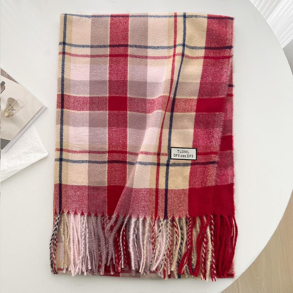 New high-end atmosphere plaid autumn and winter versatile scarf women's winter Korean version imitation cashmere student warm scarf