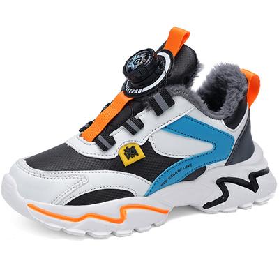 Autumn / Winter Boys' Snow Sports Shoes with Rotating Buttons and Plush Insulation, Winter Children's Sports Shoes