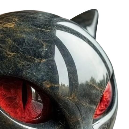 Black Cat Stone Cat Head Sculpture Marble Texture Healing Stones