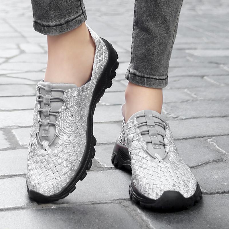 Summer Black Handmade Braid Beach Shoes Women Slip on Plus Size Casual Espadrilles Breathable Sneakers