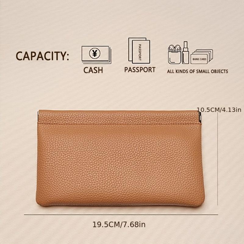 Automatic Sealing Vintage Wallet, PU Leather Long Billfold with Coin Pocket & Snap Closure Purse, Women s Large Capacity Wallet коричневый