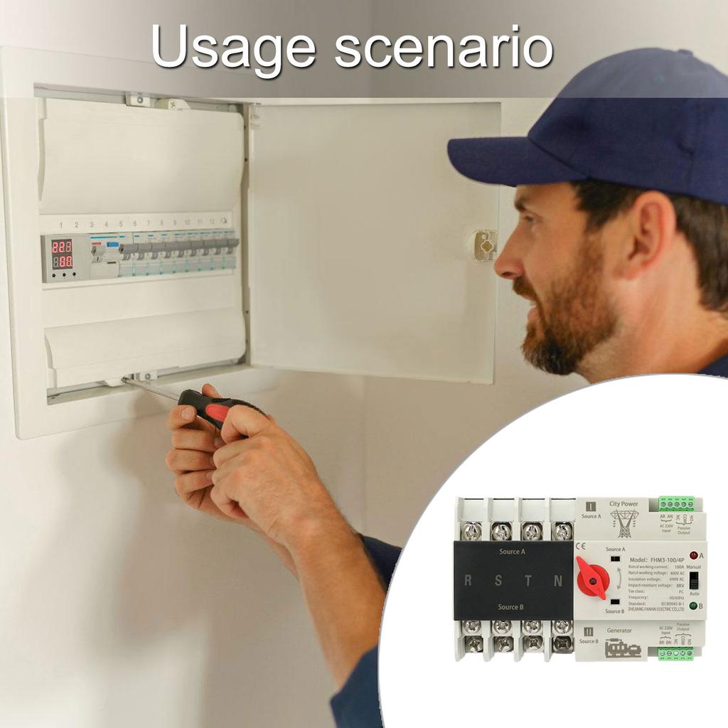 4P 100A Double Power Automatic Transfer Switches Din Rail Mounted Electrical Selector Switches for Inverter Generator