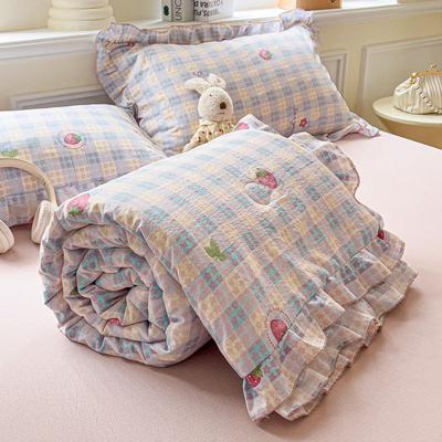 Knitted Cotton Summer Cool Quilt Ruffled Design Summer Single Twin Air-Conditioning Machine Washable Blanket