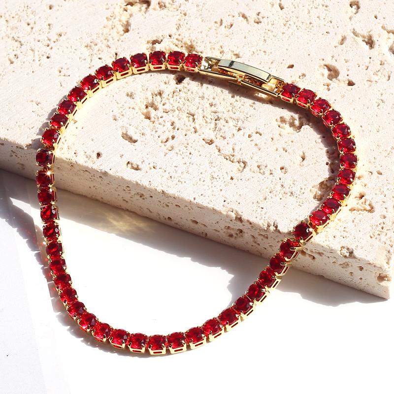 Colorful Crystal Tennis Bracelet for Women Waterproof Multicolor 3MM CZ Wedding Birthstone Hand Chain Jewelry