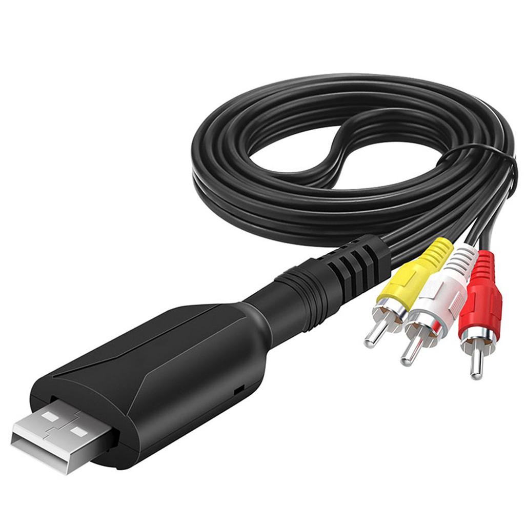 USB 2.0 Male to 3 RCA Male Splitter Wire Audio Video AV Composite Adapter Cable