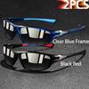 2 Pieces Fashion Vintage Sports Sunglasses Men Women Fishing Running Cycling  Sport Man Sun Glasses Anti-Glare UV400 Eyewear