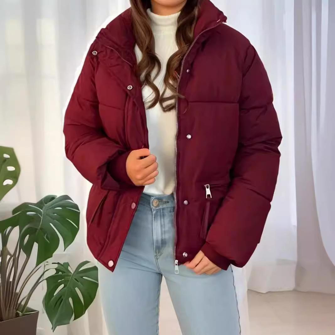 

Новая осенне-зимняя одежда, хлопковая куртка, женская, короткая, универсальная, воротник-стойка, толстая, куртка-пуховик, хлопковая куртка высокого класса, женское пальто M бордовый