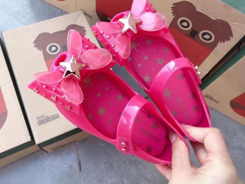 2026 Melissa Girls' Summer Bow Sandals - Soft Sole Jelly Shoes for Medium & Large Children