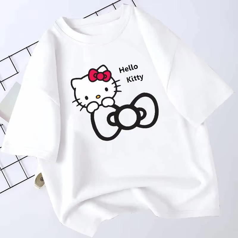 2026 Hello Ktty Women Cotton Short Sleeved Cute Clothing Stylish Comfortable summer Womens Tshirt loose fit S