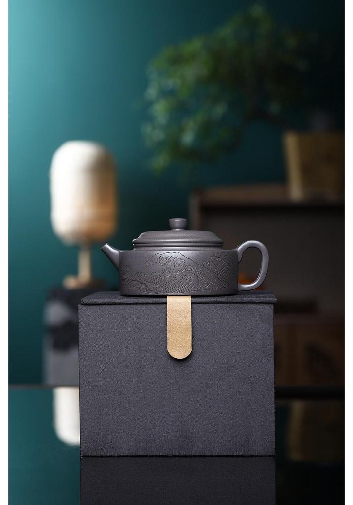 Sky Blue Yixing Zisha Teapot: Handmade Inner Push Ball Hole Design with Connector Line Tea Set