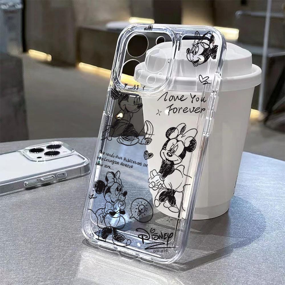 

Phone Case For iPhone 17e 17 16 16e 15 14 13 12 11 Mini Pro Max X XR XSMax Air Plus Transparent Back Graffiti Mickeys Mouses iPhone 16 Plus