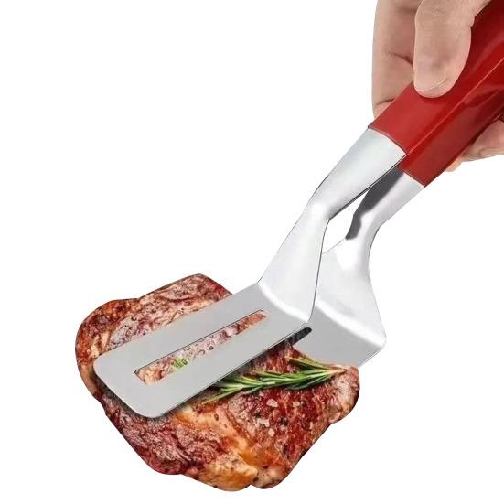 Stainless Steel BBQ Spatula Tongs with Non-Slip Grip Heat-Resistant Grilling Turner for Burgers Fish Pancakes Multi-Purpose Cooking Utensil