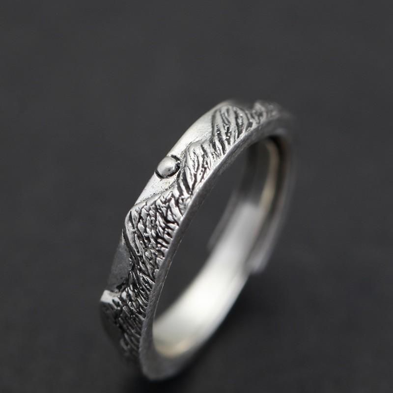 Adjustable Open Ring Set Couples Sterling Geometric Design Vintage Style Romantic Gift Valentines Day Adjustable Open Band