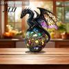 Acrylic Dragon Ornaments Fantasy Statue, Gothic Tabletop Figurine, Mythical Theme Room Decor Desktop Ornament for Office Bedroom Gaming Durable