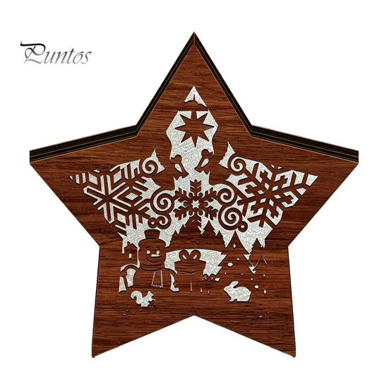 Atmospheric Room Lighting 3D Wooden LED Christmas Night Light, Hollow Carved Tabletop Decor Table Lamp with Warm Glow, Festive Holiday Home And Office