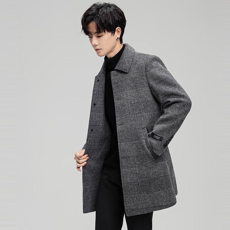 FAPAI Men's Mid-Length 2-in-1 Down & Double-Faced Wool Coat