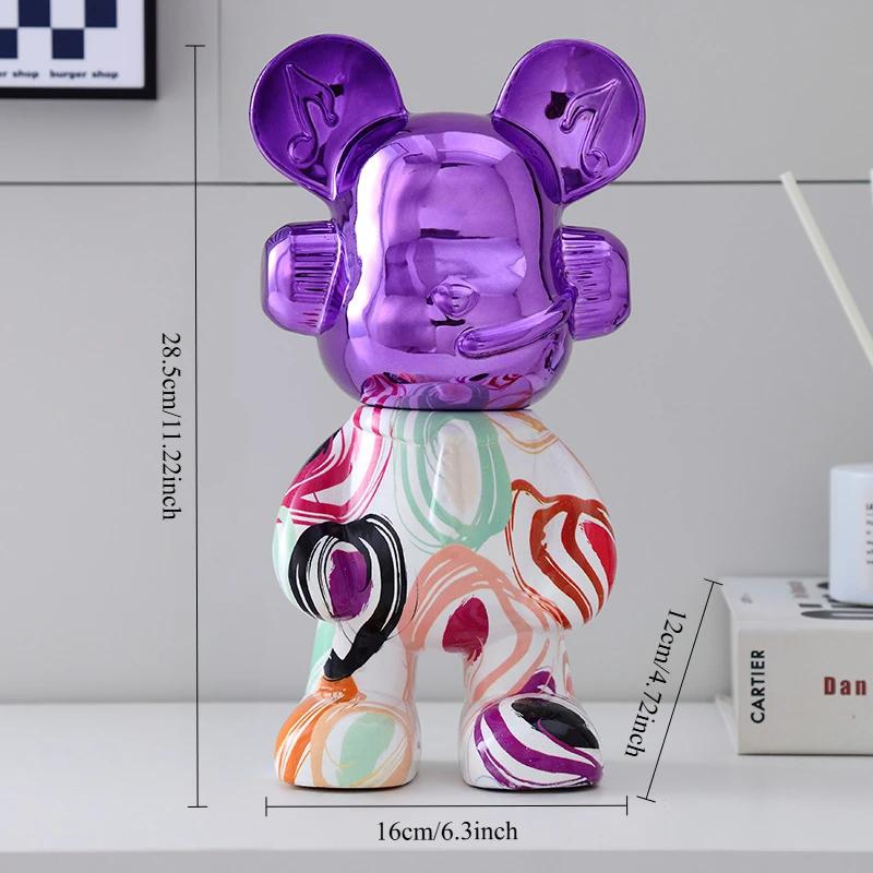 Colorful Fashion Bear Piggy Bank Animal Statue Modern Living Room Home Decoration Gift