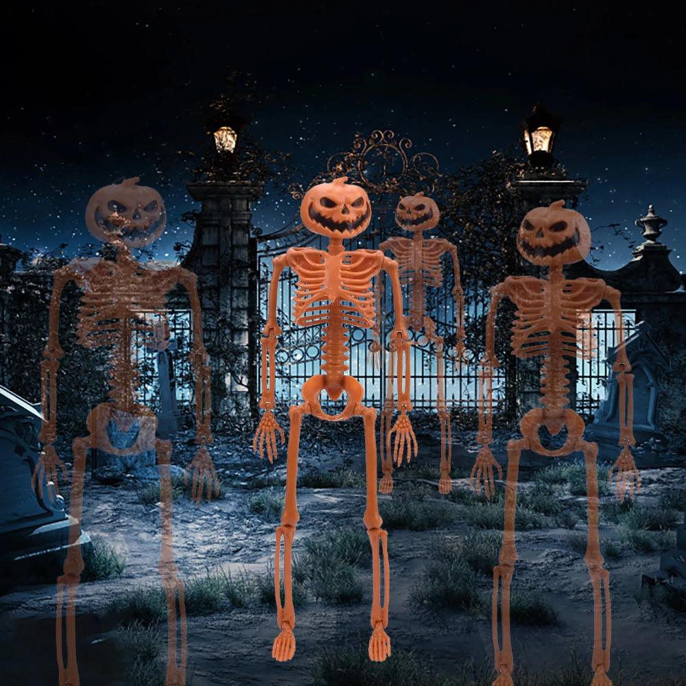 Funny Halloween Pumpkin Skeleton Lifelike Halloween Movable Skeleton Human Skeleton  Bar Home Decor