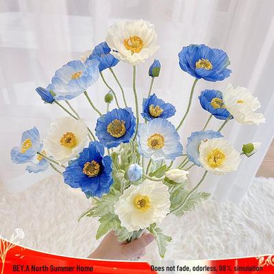 Islandmohn Künstlicher Blumenstrauß - Florale Kunstdekoration mit Vase für Wohnkultur & Foto-Requisiten.